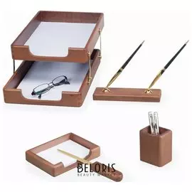 Набор настольный Bestar "Hercules"из массива дерева (бук), 5 предметов, цвет"орех"