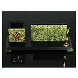 Набор настольный "Герб", 24х7,5х9 см, змеевик