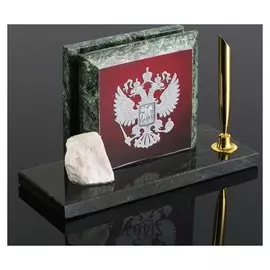 Набор настольный "Герб на красном фоне", змеевик
