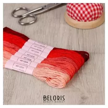 Набор ниток мулине, 8 ± 1 м, 7 шт, цвет красный спектр