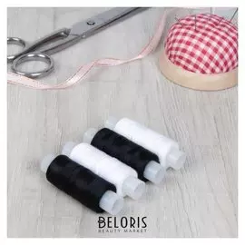 Набор ниток «Зебра», 40лш, 150 м, 4 шт, цвет чёрный/белый