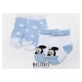 Набор носков "Mickey Mouse", белый/голубой, 6-8 см