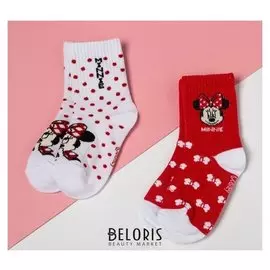 Набор носков "Minnie", минни маус 2 пары, красный/белый, 14-16 см