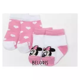 Набор носков "Minnie Mouse", белый/розовый, 12-14 см