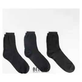 Набор носков мужских (3 пары), цвет чёрный, размер 25