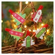 Набор новогоднего декора на прищепке, 6 шт. "Ёлочки"