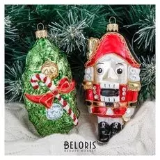 Набор новогодних игрушек "Щелкунчик и ветка"