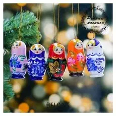 Набор ёлочных подвесок «Матрёшки», 5 шт, 3×7 см, ручная роспись