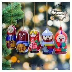 Набор ёлочных подвесок «Сказочный», 5 шт, 4×7 см, ручная роспись