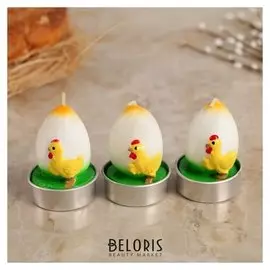 Набор пасхальных свечей "Яйцо. цыплёнок", 4×6 см, 3шт