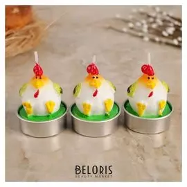 Набор пасхальных свечей "Яйцо. петушок", 4×6 см, 3 шт