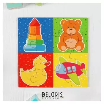 Набор пазлов для малышей Игрушки 4 картинки