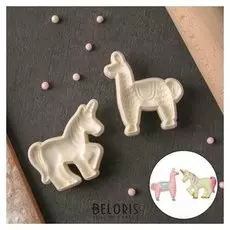 Набор печатей для теста и марципана 2 шт "Единорог и лама" 6x4/6x5 см