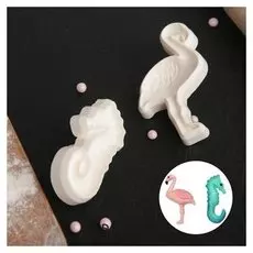 Набор печатей для теста и марципана "Фламинго и морской конёк", 2 шт: 6,5×4/6×3 см