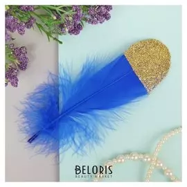 Набор перьев для декора 5 шт, размер 1 шт: 13,5 × 2 см, цвет синий