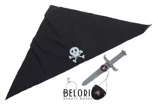 Набор пирата Черная бандана 4 предмета