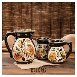 Набор питьевой "Букет", 3 предмета: кувшин 1.6 л, кружки 0.6 л