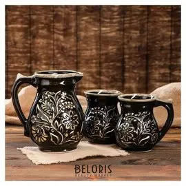 Набор питьевой "Букет", 3 предмета: кувшин 1.55 л, кружки 0.6 л