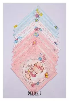 Набор платков носовых детских 18х18 см, 12шт, рис 5468 100г/м хл100%