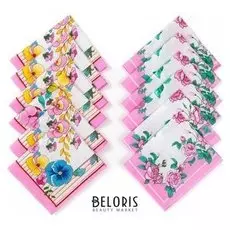 Набор платков носовых женских «Шуя», 30х30 см, 12шт, розовый хлопок, 90 г/м2