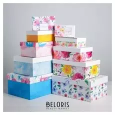 Набор подарочных коробок 10 в 1 «Цветочная феерия», 12 х 7 х 4 - 32,5 х 20 х 12,5 см