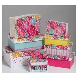 Набор подарочных коробок 10 в 1 «Цветы», 32.5 × 20 × 12.5‒12 × 7 × 4 см