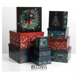 Набор подарочных коробок 10 в 1 «Новогодняя ботаника», 10.2 × 10.2 × 6‒28.2 × 28.2 × 15 см