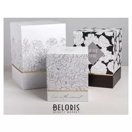 Набор подарочных коробок 3 в 1 «Черно-белый», 17 × 14 × 14‒25 × 18 × 18 см