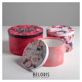 Набор подарочных коробок 3 в 1 «Цветы», 18 × 18 × 13‒25 × 25 × 15 см