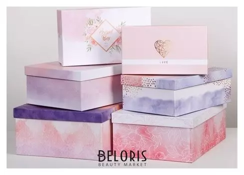 Набор подарочных коробок 6 в 1 «Нежно‒розовый», 22.5 × 12.5 × 7.5‒34.5 × 25 × 12.5 см