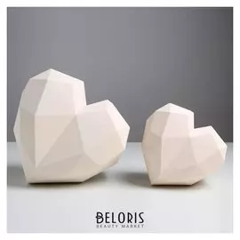 Набор подарочных коробок «Белое сердце» матовые, 18 × 18 × 12.5 - 25 × 25 × 18 см