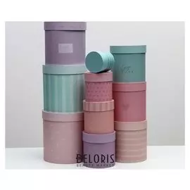 Набор подарочных круглых коробок 10 в 1 "Нежность" 10 х 10 - 25 х 25 см