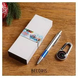 Набор подарочный 2в1 (Ручка, карабин-компас)