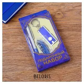 Набор подарочный 3в1 (Ручка, нож 5в1, фонарик синий)