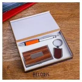 Набор подарочный 3в1 (Ручка, визитница, брелок)