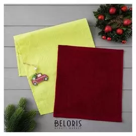 Набор полотенец Lovelife "Новогоднее чудо" (Вид 1) : вафля 35*60 см, махра 30*30 см + игрушка 516310