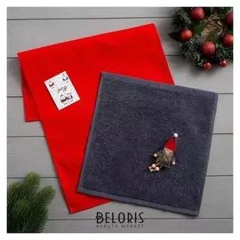 Набор полотенец Lovelife «Весёлый гном» вафля 35х60 см, махра 30х30 см + игрушка