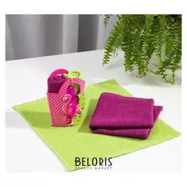 Набор полотенец в корзинке этель «Фламинго» 30х30 см - 2 шт