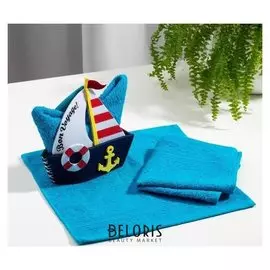 Набор полотенец в корзинке этель «Кораблик» 30х30 см