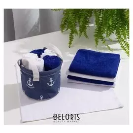 Набор полотенец в корзинке этель «Морской», 30х30 см-5 шт