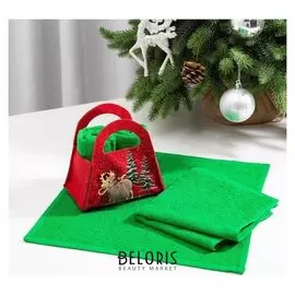 Набор полотенец в корзинке этель «Новый год» 30х30 см-2 шт