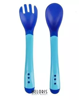 Набор приборов для кормления термовилка и термоложка, 2 шт., цвет голубой