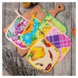 Набор прихваток (5шт) 15х15 см, хлопок 100%, ватин