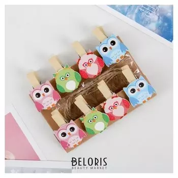 Набор прищепок 3,6 см "Совушки", 8 шт