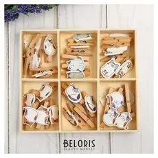 Набор прищепок в деревянной коробке «Котики» набор 30 шт., длина прищепки: 3 см