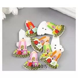 Набор пуговиц декоративных дерево "Домик-карандаш" набор 10 шт 2,5х2 см