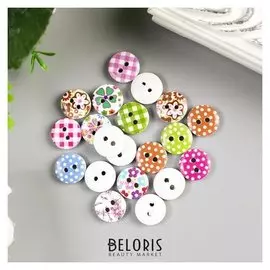 Набор пуговиц декоративных дерево "Горошек" набор 20 шт 1х1 см