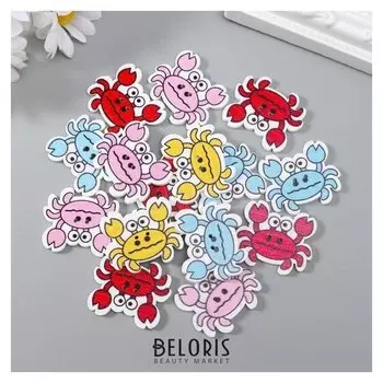 Набор пуговиц декоративных дерево "Крабик" набор 15 шт 2,5х3 см