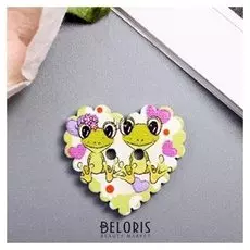 Набор пуговиц декоративных дерево "Лягушата с сердечками" набор 10 шт 2х2,2 см