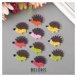 Набор пуговиц декоративных дерево "Маленькие ёжики" набор 10 шт 1,7х2,3 см